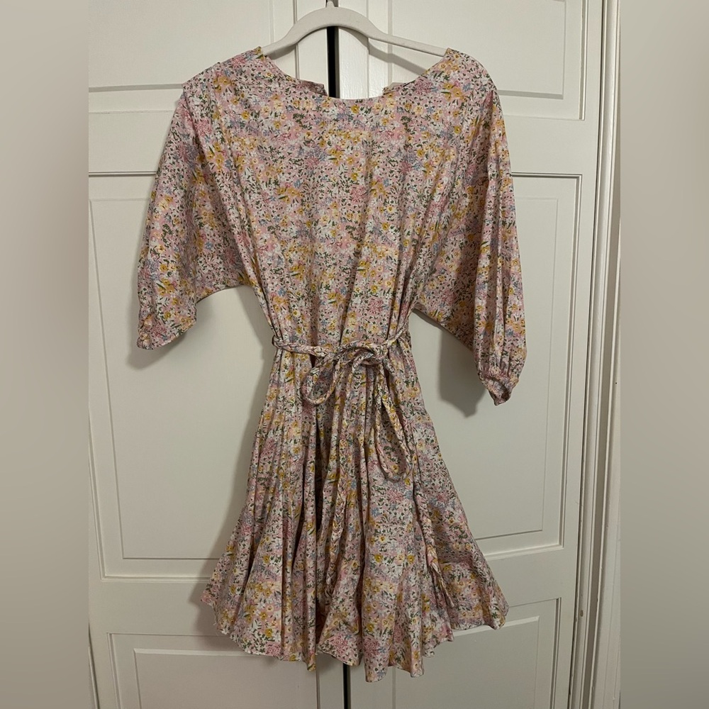 Floral tie wrap mini dress